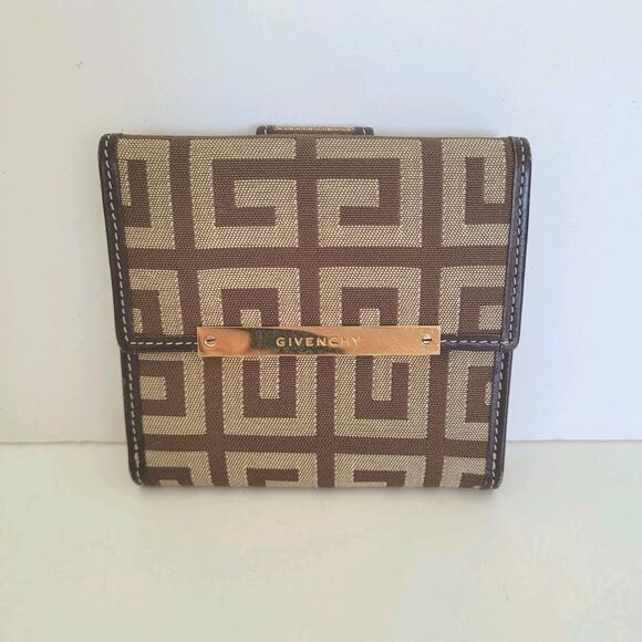 Givenchy Wallet Signature Brown Bifold 4x4 Medium Card Holder Logo Unisex Design - Picture 1 of 13